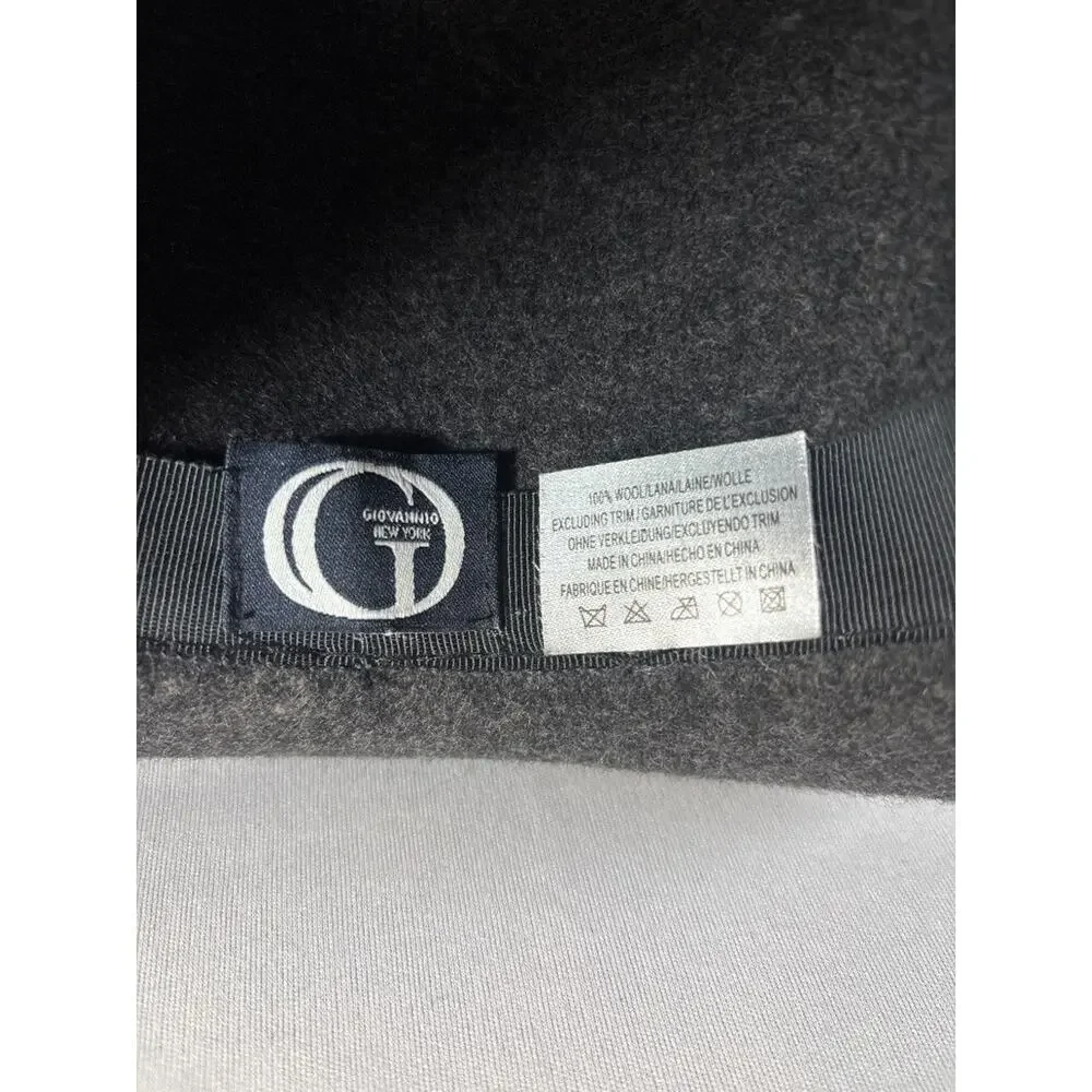 Giovannio New York Charcoal‎ Gray Wool Fedora Hat Classic Sequin Chain Band